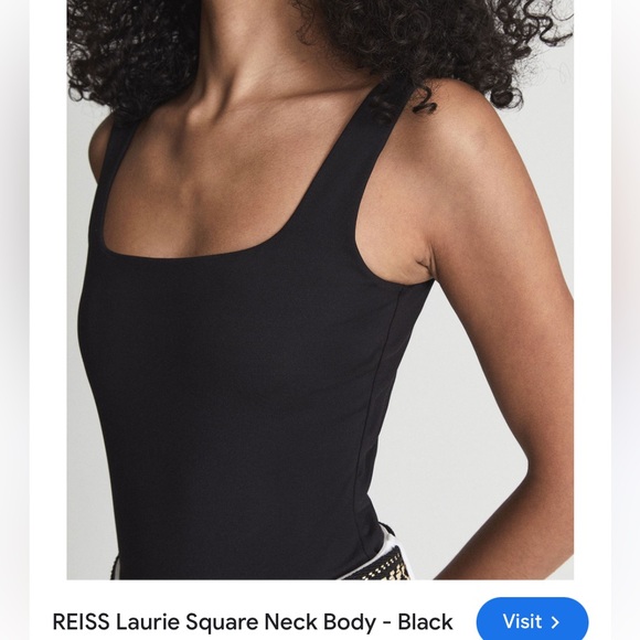 NWT REISS Laurie Square Neck Wide Straps sleeveless jersey Thong bodysuit top - Picture 6 of 17